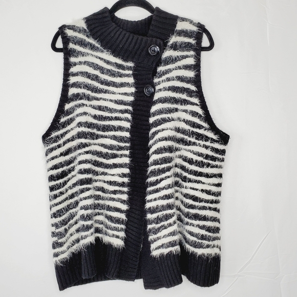 Chico's Wool Mohair Blend Knit Vest Size 3 (XL/16) Sleeveless Sweater Cardigan - Picture 11 of 11